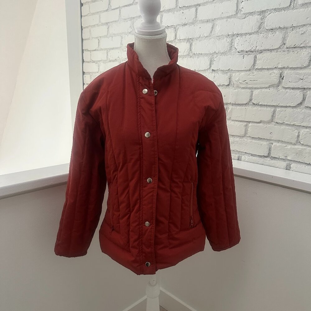 Vintage 80s/90s Rust Quilted Puffer Jacket – Snap Front – Small/Medium